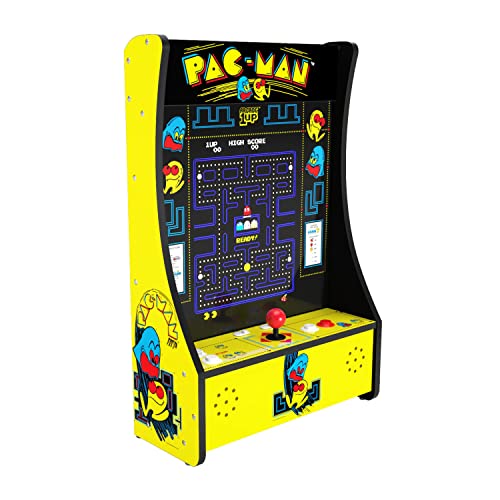 Arcade1Up Pac Man Partycade 5 in 1 Countertop Arcade Video Game Cabinet Machine with 17 Inch Screen, Coinless Operation, and Wall Mounting Hardware