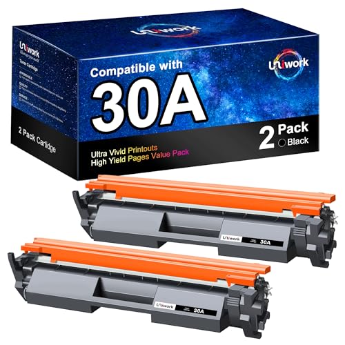 Uniwork 30A Black Toner Cartridge CF230A Toner Cartridge Replacement for HP 30A CF230A 30X CF230X use with HP Laserjet Pro MFP M227fdw M203dw M227fdn M203dn M227sdn M203d M227 M203 Series | 2 Black