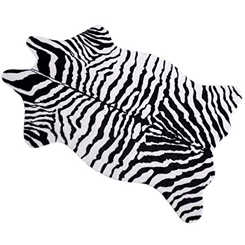 MustMat Cute Faux Zebra Print Rug Animal Print Rug Perfect Throw Rug for Office/Kids Room/Under Tables/Smaller Area 3.6x2.3 feet