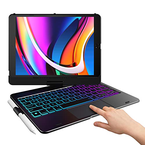 typecase Touch for iPad 9th Generation Case with Keyboard (10.2', 2021),Multi-touch Trackpad,10 Color Backlight, 360° Rotatable, Thin & Light for 8th Gen (2020),7th Gen (2019), Air 3,Pro 10.5 (Black).