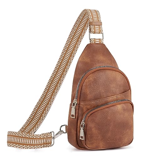 CLUCI Small Sling Bag for Women, Vegan Leather Fanny Pack Crossbody Bags for Women, Chest Bag With Guitar Strap
