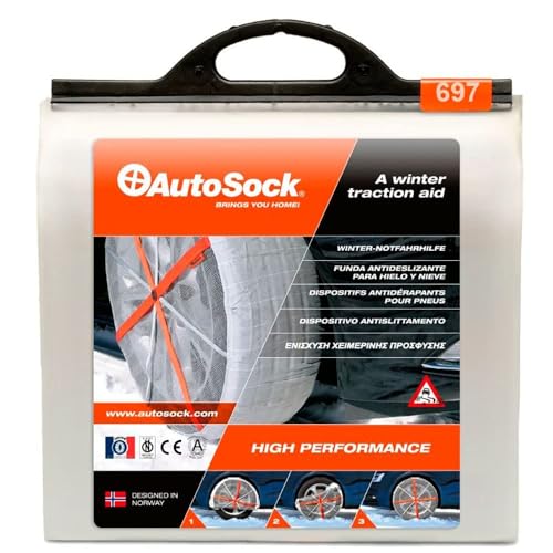 AutoSock 697 Snow Socks for Car, SUV, & Pickup - Better Alternative to Tire Chains (Pack of 2)