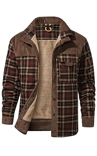 Mr.Stream Men's Outdoor Casual Vintage Long Sleeve Plaid Flannel Button Down Shirt Jacket 3251 Coffee M