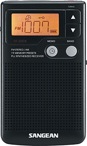 Sangean DT-200X FM-Stereo/AM Digital Tuning Pocket Radio Black