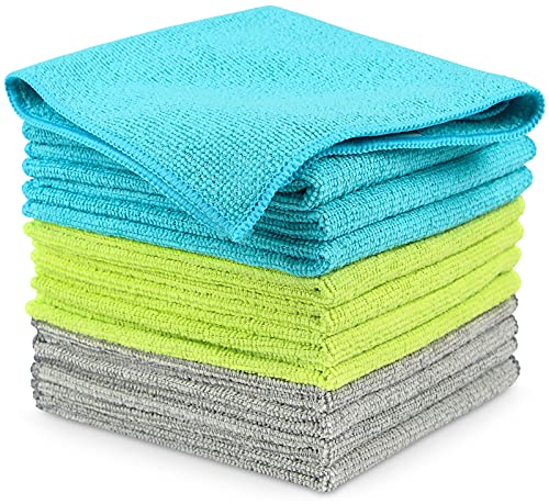 AIDEA Microfiber Cleaning Cloths-12PK, Soft Absorbent Cleaning Rag, Lint Free Streak Free Cleaning Towel for House, Kitchen, Car, Window Gifts(12in.x12in.)