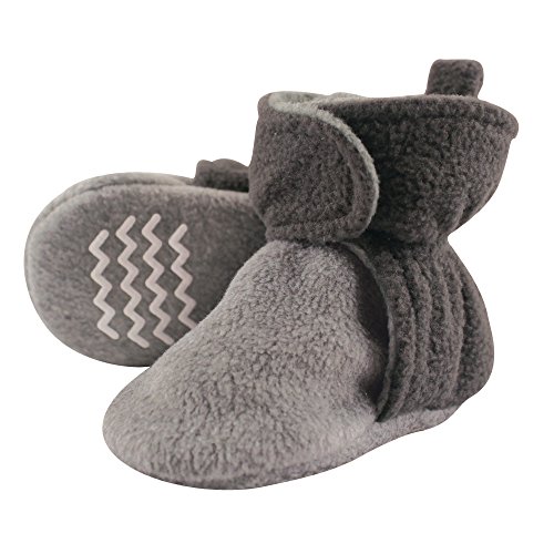 Hudson Baby Unisex-Baby Cozy Fleece Booties Slipper Sock, Charcoal Heather Gray, 6-12 Months