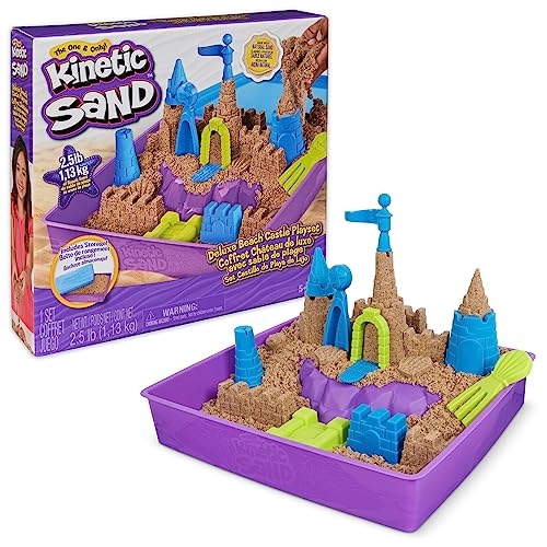 Kinetic Sand, Deluxe Beach Castle Playset with 2.5lbs of Beach Sand, Includes Molds and Tools, Sensory Toys for Kids Ages 5+