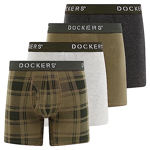 Dockers Men's Underwear Cotton Stretch Boxer Briefs for Men Pack of 4