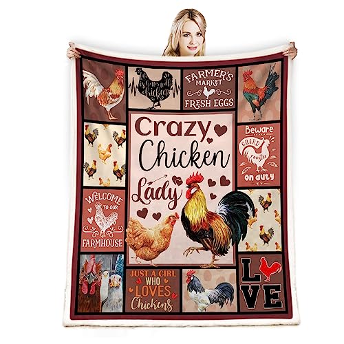 peakman Chicken Gifts Blanket Throw,Chicken Gifts for Chicken Lovers,Funny Chicken Gifts,Crazy Chicken Gifts for Women,Soft Chicken Blanket for Sofa Couch Home Bedroom Christmas Decor 50'x 60'
