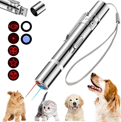 HEYPOMAX Laser Pointer, Red LED Light Pointer Cat Toys for Indoor Cats Dogs, Long Range 3 Modes Lazer Projection Playpen,USB Recharge