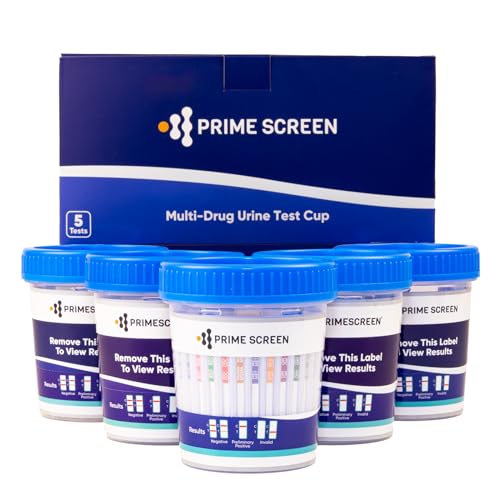 [5 pack] Prime Screen 14 Panel Urine Drug Test Cup - Instant Testing Marijuana (THC),OPI,AMP, BAR, BUP, BZO, COC, mAMP, MDMA, MTD, OXY, PCP, PPX, TCA