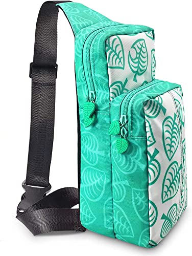 WapoRich Nintendo Switch Bag for Nintendo Switch/Lite/OLED/Console/Dock/Joy-Cons&Accessories Storage Nylon Shoulder Chest Crossbody Side Sling Backpack-IP65 Waterproof