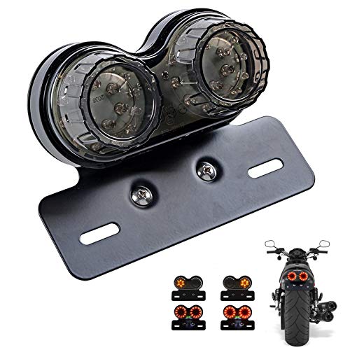 Anki HappiGo ANKIA 40-LED 40W Motorcycle Tail Light Integrated Running Lamp Brake&Turn Signal Light with License Plate Bracket for Harly Motorcycle Street Bike Cruiser Chopper (Black)