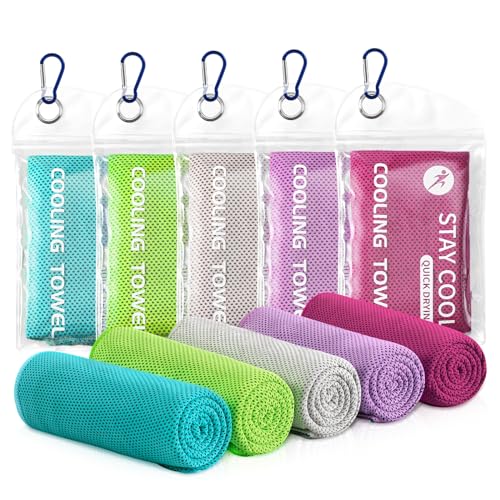 Ymomode Cooling Towels - 5 Pack Gym Towels, Gym Towels for Working Out, Yoga Towel, Quick Dry Towel for Running, Camping, Fitness & More Activities