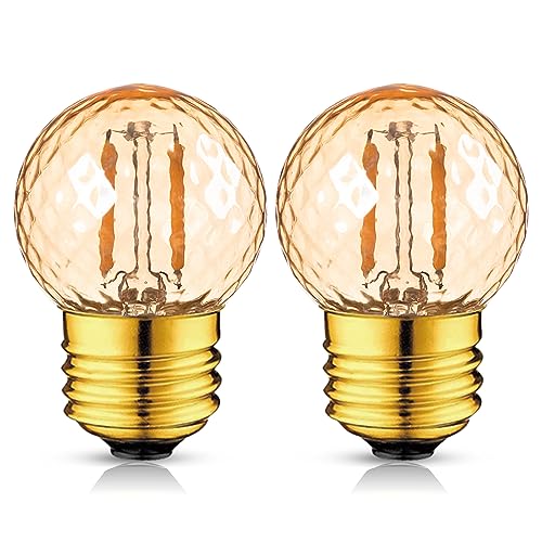 Grensk Low watt LED Light Bulbs,E26 Standard Screw Base 1Watt Small Edison Bulbs Equivalent to 10W 15W Incandescent,Amber Decor Night Light Bulbs,2200K Warm White Pineapple Shaped Bulbs,80Lumen,2pcs