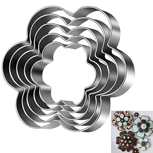 Tmflexe Flower Cookie Cutter, Pack of 5…