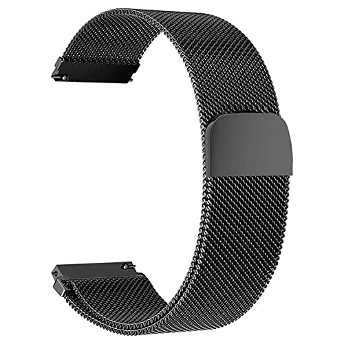 20mm Quick Release Watch Band Metal Strap for Amazfit GTS Bip U Pro,Garmin Vivoactive 3,Galaxy Active 2,Samsung Galaxy Watch 42mm,Galaxy Watch 3 41mm Smartwatch (Black)