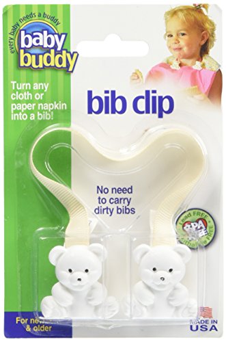 Baby Buddy Bib Clip, Newborn Must Have and Travel Essential, Turn Any Cloth, Towel, or Napkin into a Bib for Feeding or Teething, Cream, 1 Pack