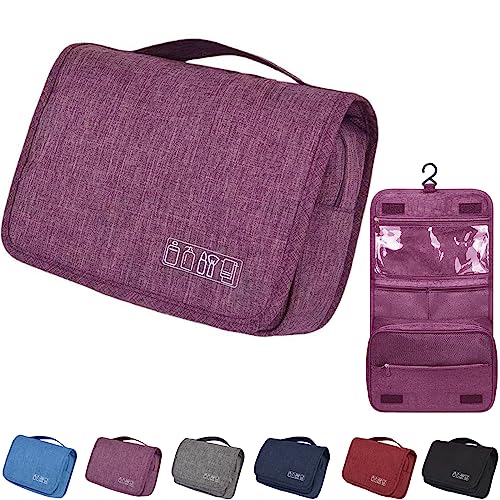 YUNZSXJY Hanging Toiletry Bag Large Capacity Hanging Toiletry Bag for Women and Men Waterproof Travel Cosmetic Bag with Sturdy Hook (Purple)