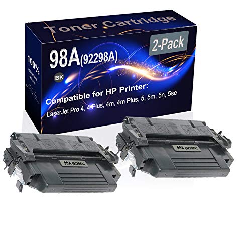 2-Pack (Black) Compatible 98A (92298A) Printer Toner Cartridge (High Capacity) fit for HP 4, 4 Plus, 4m, 4m Plus, 5, 5m, 5n, 5se Printer