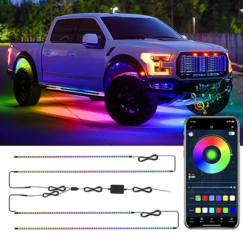 LivTee Underglow Kit for Car, Under Glow Lights with App Control, RGB LED Lights with Music Mode and DIY Mode, 2 Lines Design with 213 Flow Modes for Cars SUVs Trucks, Car Accessories for Men Women