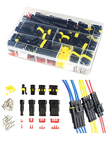 Twippo 352Pcs Waterproof Car Electrical Connector Terminals Automotive Electrical Wire Connector Plug Kit 1/2/3/4 Pin Connectors Male and Female