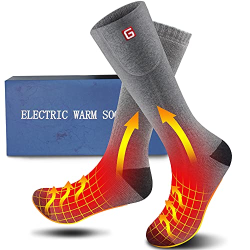 Autocastle Heated Socks for Men Rechargeable Electric Battery Heated Stockings,Male Winter Warm Battery Powered Heat Insulated Sox,Novelty Climb Hike Thermal Socks Hunt Ski Cycle Foot Warmer,Grey L