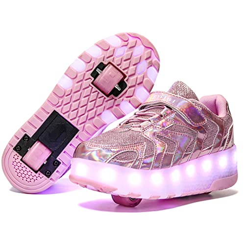 Nsasy Roller Shoes USB Charge Girls Boys Sneakers with Wheels LED Roller Skates Shoes for Kids