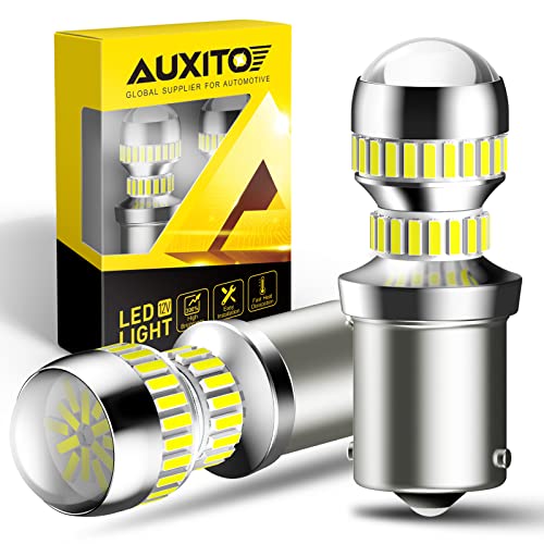 AUXITO 1156 LED Bulb White 400% Super Bright 7506 BA15S P21W LED Replacement with Projector for Backup Reverse Parking Tail Brake DRL Turn Signal Lights, Pack of 2