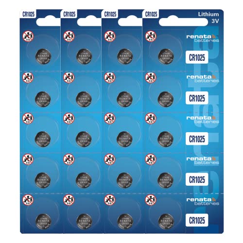 Renata CR1025 Batteries - 3V Lithium Coin Cell 1025 Battery (20 Count)