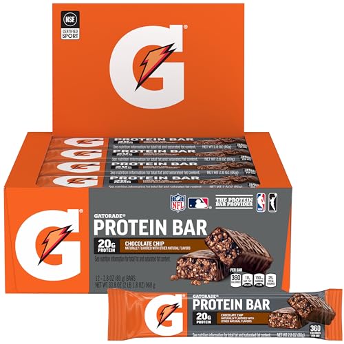Gatorade Whey Protein Recover Bars, Chocolate Chip, 2.8 ounce(Pack of 12)