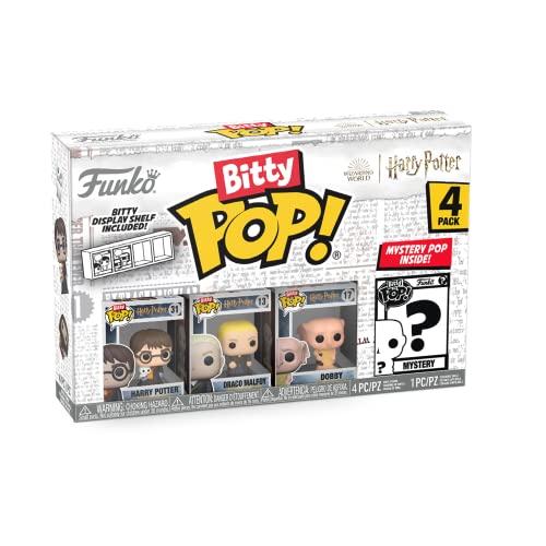 Funko Bitty Pop! Harry Potter Mini Collectible Toys 4-Pack - Harry Potter, Draco Malfoy, Dobby & Mystery Chase Figure (Styles May Vary)