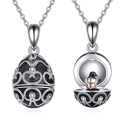 AXELUNA Easter Egg Penguin Necklace Sterling Silver Penguin Pendant Necklace Animal Jewelry Gifts for Women Girls Birthday