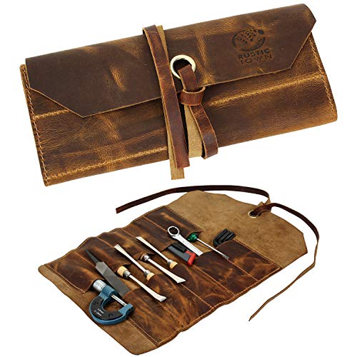 Leather Tool Roll Up Pouch - Leather Tool Wrench Roll/Chisel Bag by Rustic Town