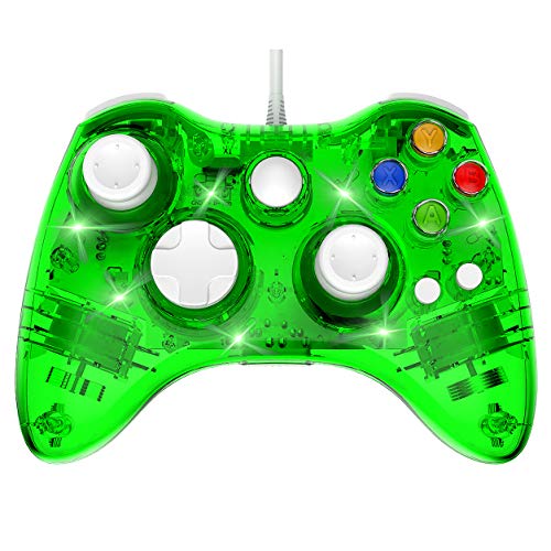 Wired 360 Controller Dual Vibrator Wired Gamepad Gaming Joypad, Green - PAWHITS