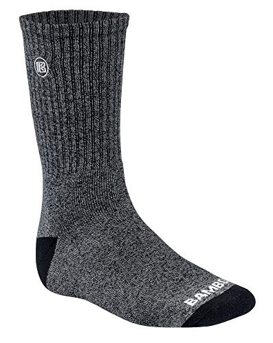 Bamboo Sports Premium Bamboo Crew Work Socks- Moisture Wicking, Odor Eliminating Heather Gray Crew Socks for Men Size 9-12 - 3 Pair