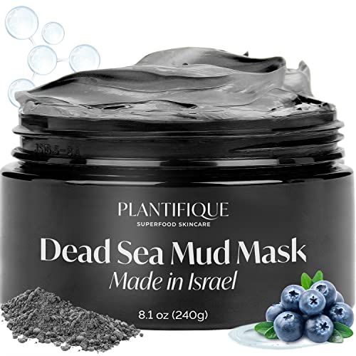 PLANTIFIQUE Dead Sea Mud Mask for Face Body Care with Hyaluronic Acid for Women and Men - Pore Minimizer Skin Care - Deep Cleansing Skin Purifying Face Mask for Blackheads Oily Skin - 8.1oz/240g