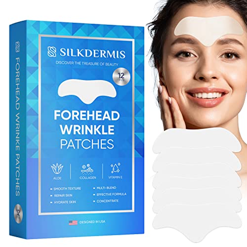 SILKDERMIS Forehead Wrinkle Patches 12Pcs with Aloe, Collagen, Vitamin E, Anti Wrinkle Patches, Forehead Wrinkles Treatment
