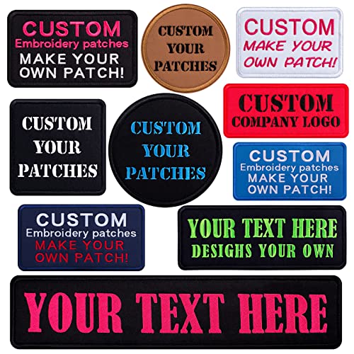 Customizable Embroidered Text Patch,Personalized with Your Name/Text, Many Sizes and Colors Available,Hook and Loop/Sew on/Iron on(4X2'' 2PCS)