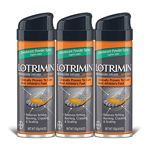 Lotrimin Athlete's Foot Antifungal Powder Spray, Miconazole Nitrate 2%, Clinically Effective for Athlete's Foot, Jock Itch, Ringworm - Pack of 3, 4.6oz Cans
