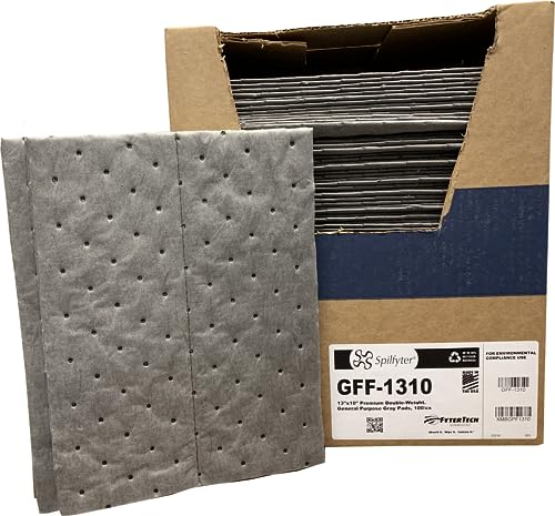 Spilfyter GFF-1310 Extra Heavy Absorbent,12 Gal Capacity, Polypropylene, Gray Pad (13' x 10') 100/Box