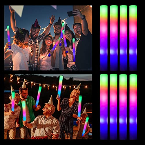 Glow Sticks Bulk,8 Pcs LED Foam Glow Sticks,Christmas Party Favors with 3 Modes Colorful Flashing,Glow in The Dark Party Supplies Light Up Toys for Parties,Wedding,Birthday,New Years,Raves,Concert