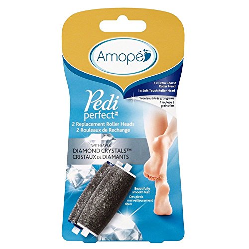 Amopé Pedi Perfect – Electronic Foot File Mixed Refills, 2 ct, Extra Coarse & Exfoliating Brush
