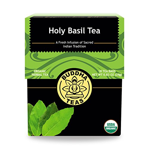 Buddha Teas - Holy Basil - Organic Herbal Tea - For Cognitive Balance & Overall Health - Ayurvedic Tulsi - With Antioxidants - Caffeine Free - 100% Kosher & Non-GMO - 18 Tea Bags (Pack of 1)