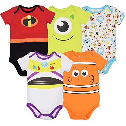 Disney Pixar Newborn Baby Boys 5 Pack Bodysuits 6-9 Months
