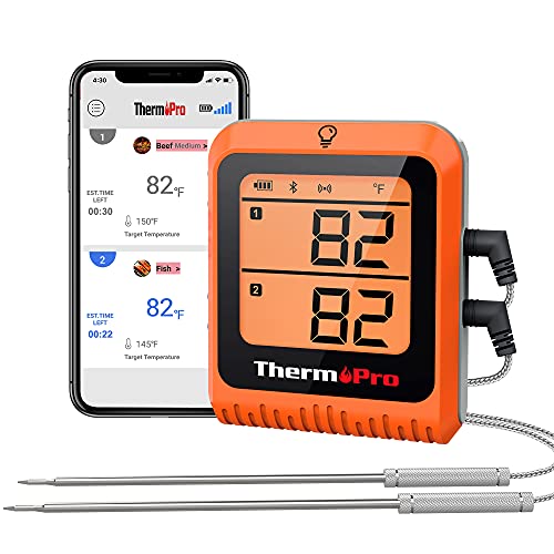 ThermoPro Wireless Meat Thermometer of 650FT for Smoker Oven, Bluetooth Grill Thermometer with Dual Probes, Smart Rechargeable BBQ thermometer for Cooking Turkey Fish Beef