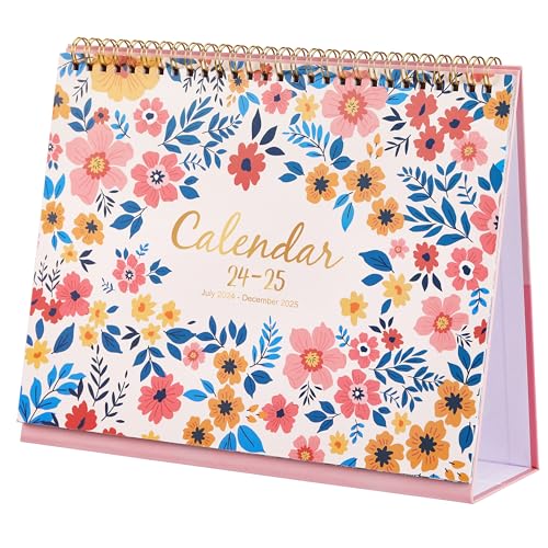 2024-2025 Desk Calendar - Jul.2024 – Dec.2025, Standing Flip Calendar 2024-2025, 18 Months Desktop Calendar, 10' x 8.3', Thick Paper, Strong Binding, Stand Up Calendar, with Memo Pages ＆ Blank Blocks