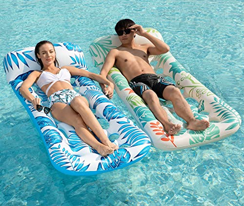 Jasonwell Inflatable Pool Float Lounge - 2 Pack Floaties Rafts for Adults Floating Lounger Sun Tanning Floats Cool Water Floaty Swimming Lake Beach Party Toys