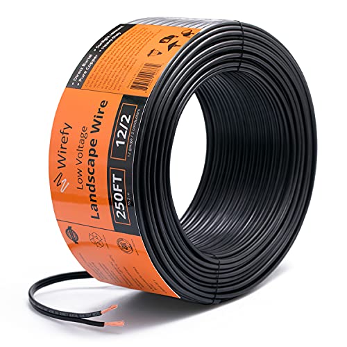 Wirefy 12/2 Low Voltage Landscape Lighting Copper Wire - Outdoor Direct Burial - 12-Gauge 2-Conductor 250 Feet