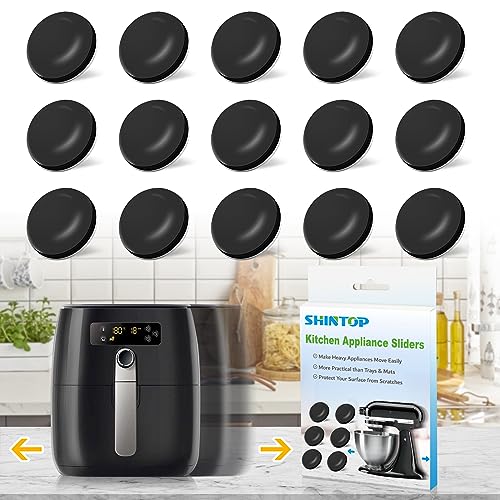 Kitchen Appliance Sliders, 16pcs Self Adhesive Small Appliance Sliders Easy Sliders Appliance Mover Space Saving Home Must Have Gadgets for Countertop Coffee Maker, Air Fryer (Black)